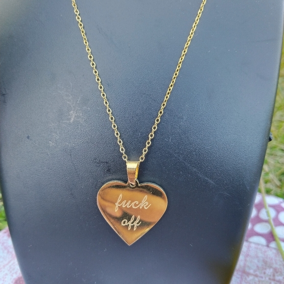 Heart Necklace with written F Off - Picture 3 of 3